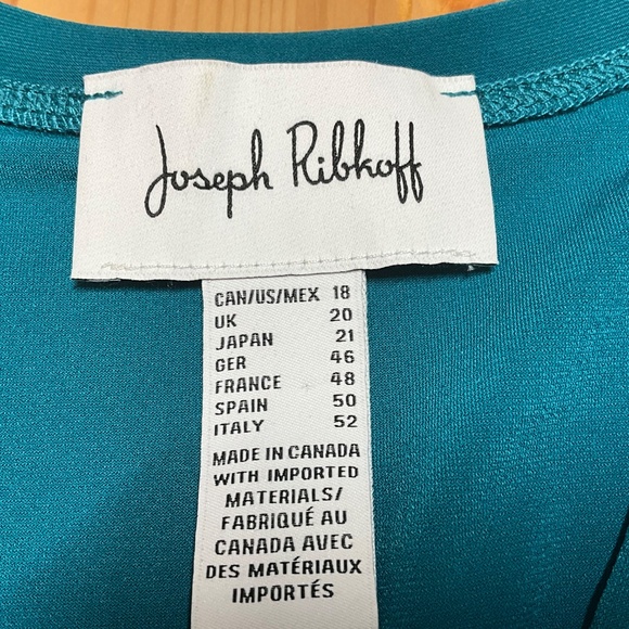 JOSEPH RIBKOFF Rainforest Sleeveless Vee Neck Popover Asymetrical Hem Sz 18 - Picture 6 of 11